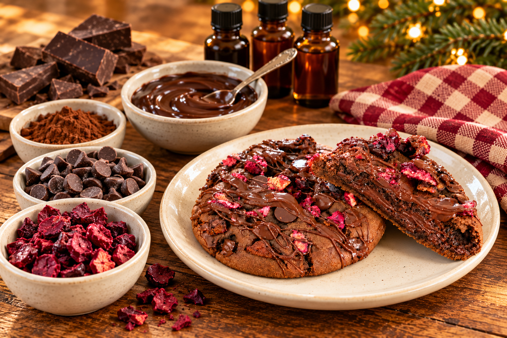 Chocolate Cherry Cookies and Ingredients