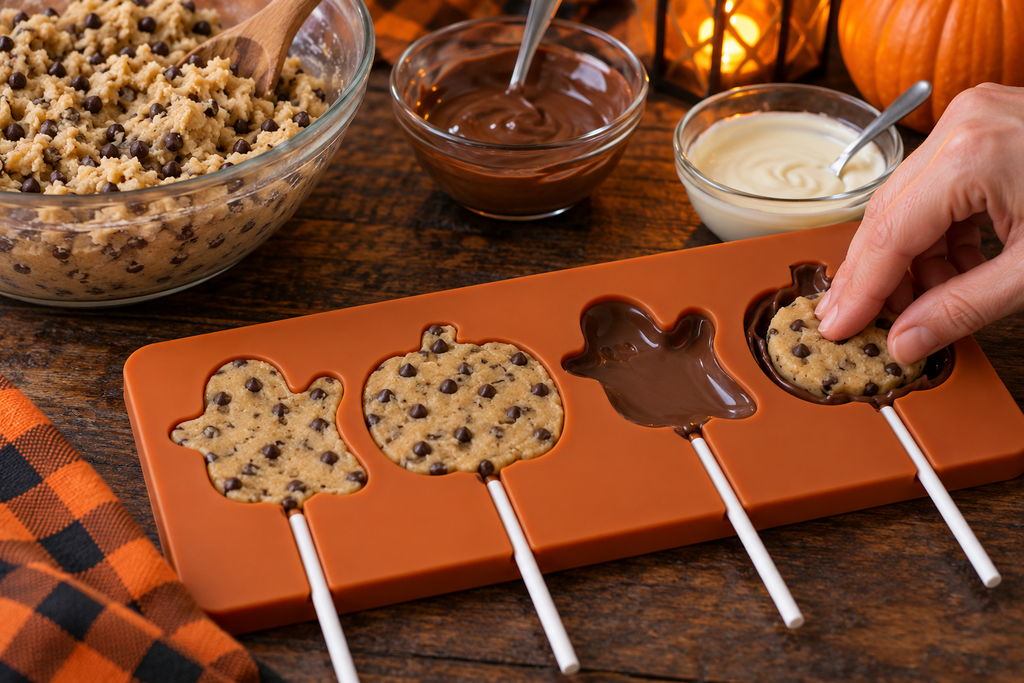 Making Halloween Cookie Dough Pops