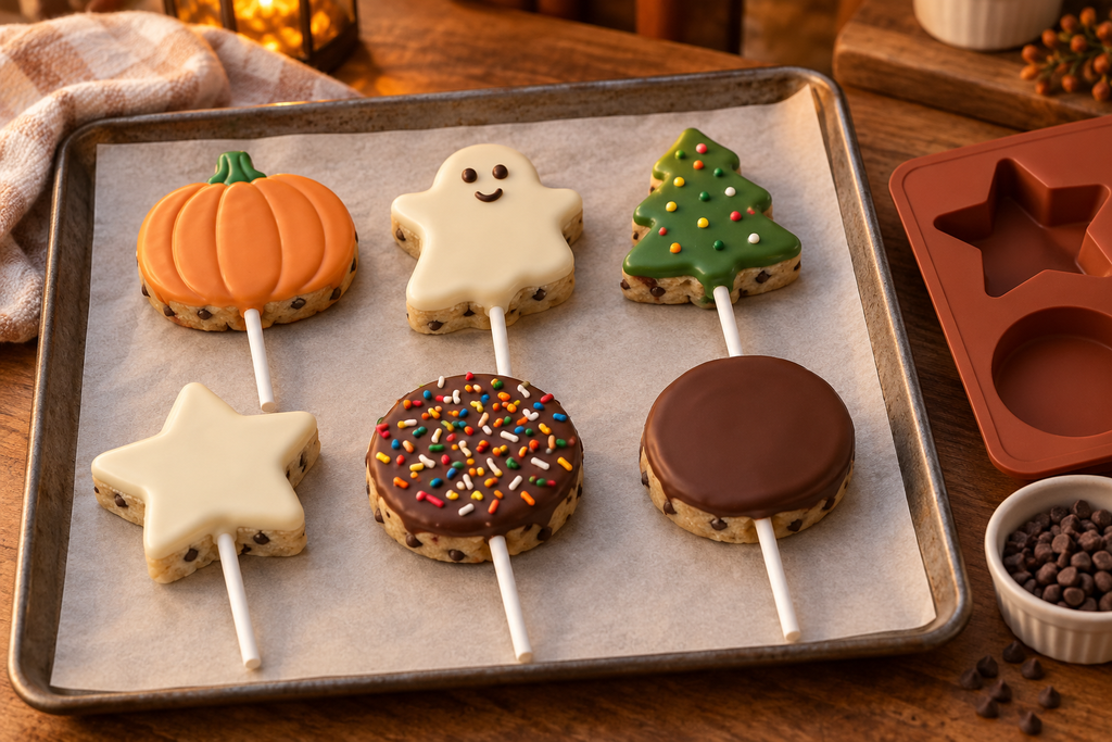 Six Fun-Shaped Chocolate Cookie Dough Pops